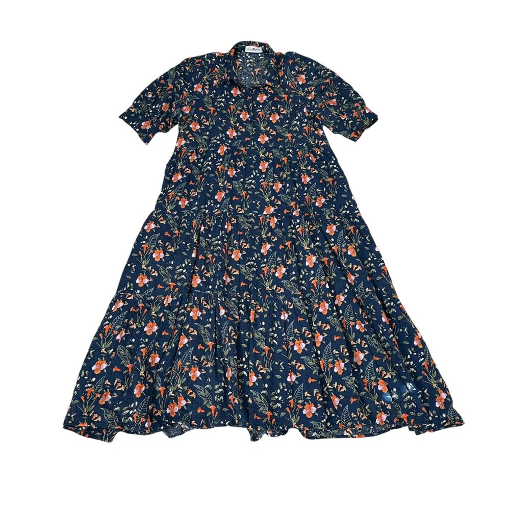 Natural Life Rebecca Midi Dress in Blue Floral Size M